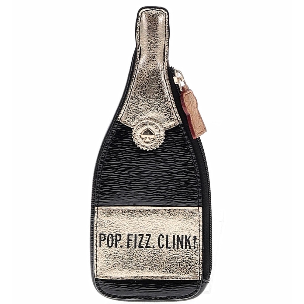 Kate Spade New York "Pop, Fizz, Clink!" Champagne Bottle Coin Purse wallet